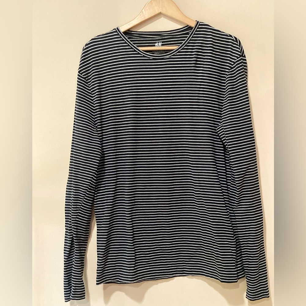 H&M Striped Slim Fit Long Sleeve Shirt